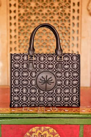 Woven Dhurrie Brown Tote Bag 