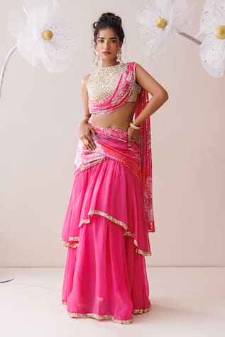 Kisakshi Jaipur Layered Lehenga With Embellished Blouse 