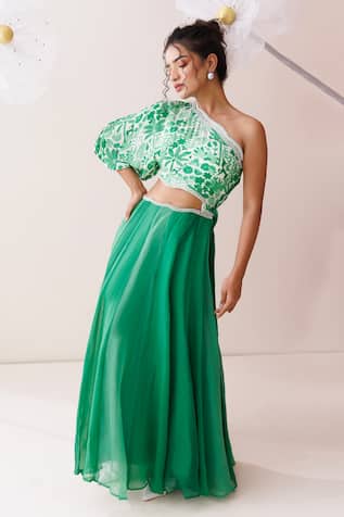 Kisakshi Jaipur Floral One Shoulder Cut-Out Dress 