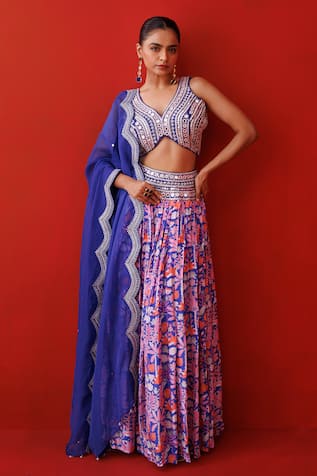 Kisakshi Jaipur Forest Patterned Embellished Lehenga Set 