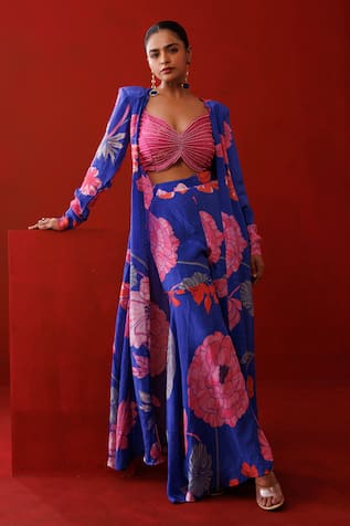 Kisakshi Jaipur Floral Print Shrug Sharara Set 