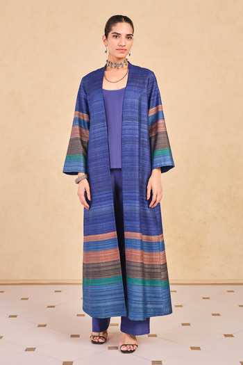 Grassroot By Anita Dongre Textured Stripe Jacket & Palazzo Set 