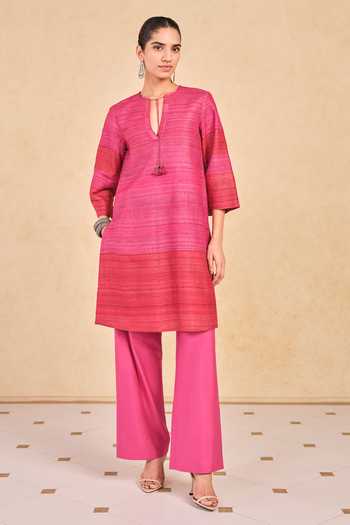 Grassroot By Anita Dongre Textured Stripe Kurta & Palazzo Set 