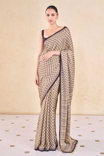 Grassroot By Anita Dongre Ogee Print Saree With Unstitched Blouse Piece 