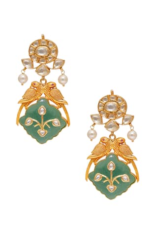 Bird Shaped Stone Embellished Earrings 