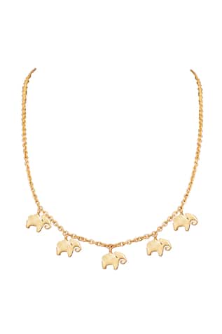 Gold Polished Haathi Charm Necklace 