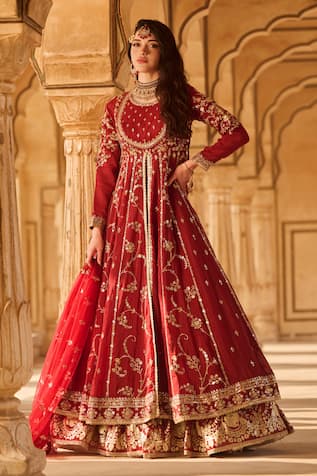 Lashkaraa Floral Zari Embroidered Anarkali Set 