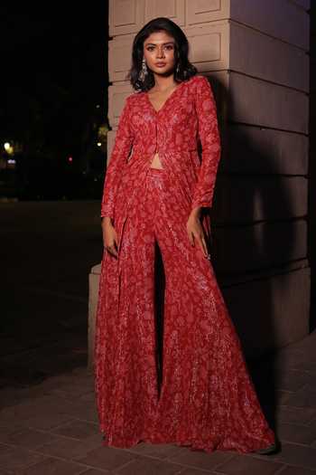 Kiyohra Floral Print Anarkali & Sharara Set 