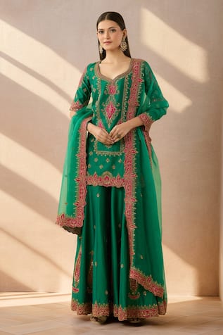 Dori Embroidered Kurta & Sharara Set 