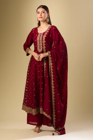 Bloom Embroidered Anarkali Palazzo Set 