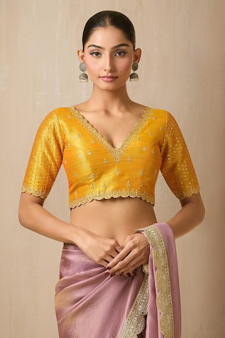 Sequin Embroidered Mustard Blouse 