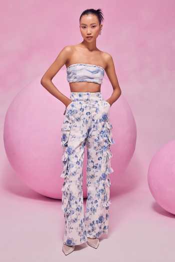 July Issue Abstract Floral Print Top & Pant Set 