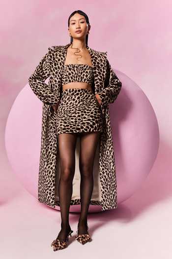 July Issue Leopard Print Trench Coat Set 