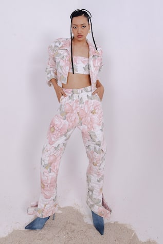 July Issue Floral Quilted Jacket & Jogger Pant Set 