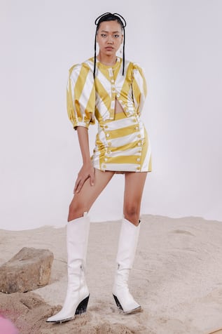 July Issue Immy Stripe Pattern Crop Top & Mini Skirt 