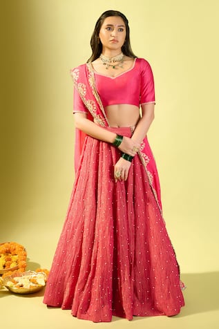 Komal Shah Hand Embroidered Pearl Lehenga Set 