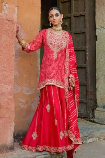 Vinita Bhansali Bandhani Embroidered Gharara Set 