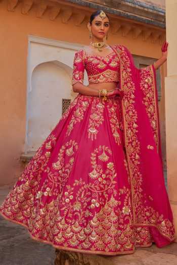 Vinita Bhansali Falguni Pink Embroidered Lehenga Set 