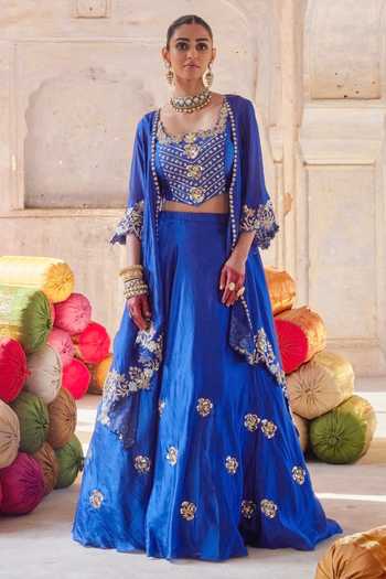 Vinita Bhansali Neela Phool Jacket Set 