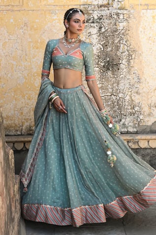 Baise Gaba Bandhej Print Lehenga Set 