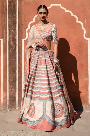 BAISE GABA Gota Embroidered Multi Color Lehenga Set 