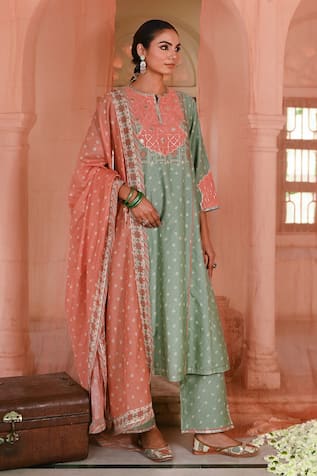 Baise Gaba Sanganeri Bandhej Print Kurta Set 