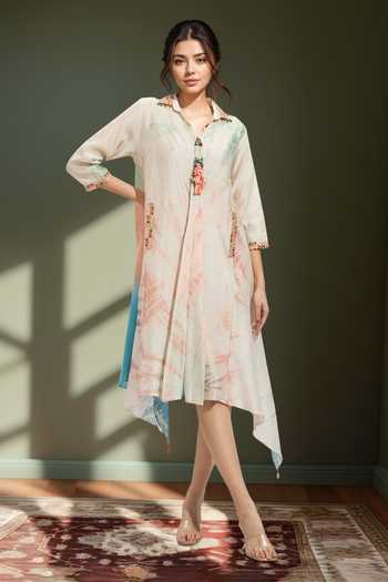 Naintara Bajaj Shibori Printed A-Line Midi Dress 