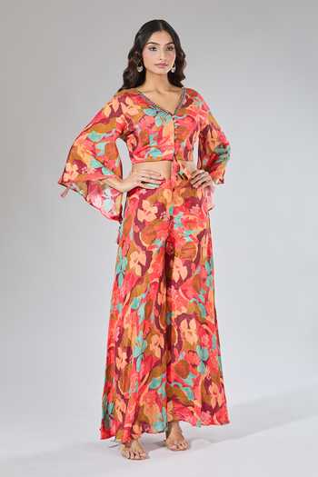 Naintara Bajaj Floral Print Crop Top & Palazzo Set 