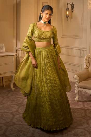 Aariyana Couture Woven Floral Banarasi Lehenga Set 