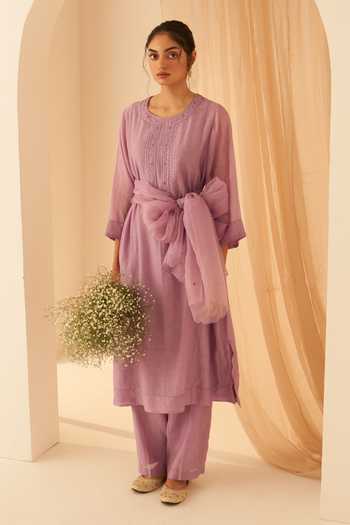 Janki India Lilac Chanderi Kurta Set 