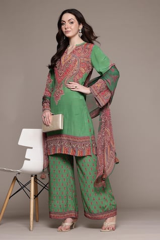 Ritu Kumar Adrika Green Kurta Palazzo Set 