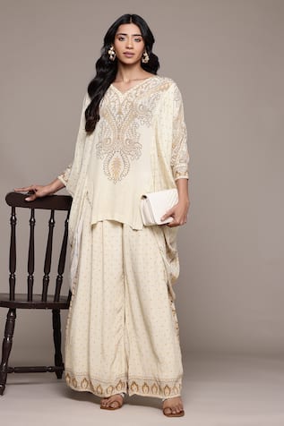 Ritu Kumar Beige Arith Kurta & Pant Set 