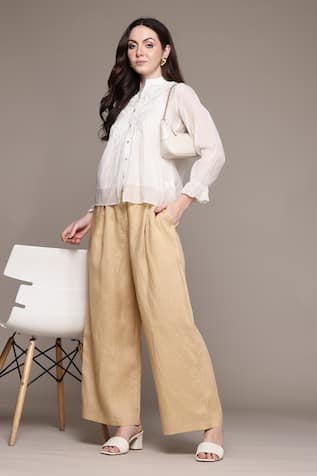 Ritu Kumar Beige Essential-Bottoms Pants 