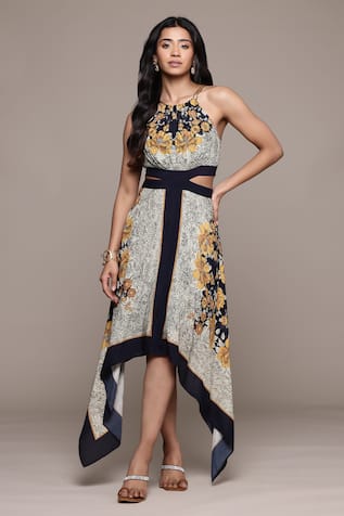 Ritu Kumar Floral Print Asymmetrical Midi Dress 