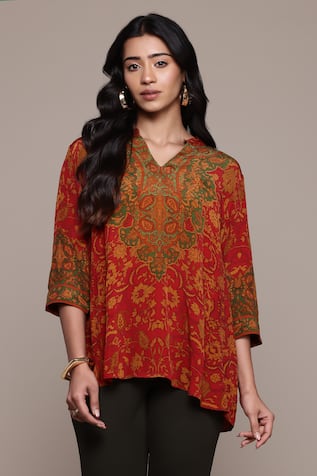 Ritu Kumar Printed Red Sonmarg Kurti 