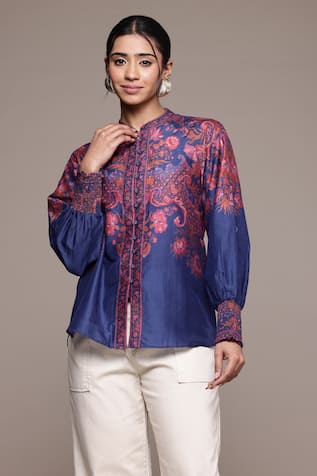 Ritu Kumar Zuri Designer Shirt with Floral Print 