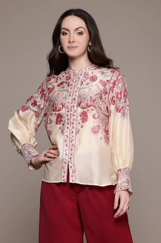 Ritu Kumar Embroidered Off White Zuri Shirt 