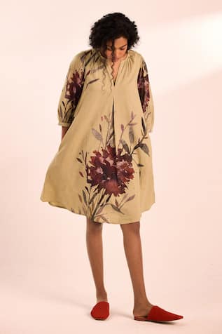 Painterly Floral Short Dress 