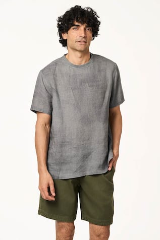 Charcoal Grey PICO LINEN T-shirt 