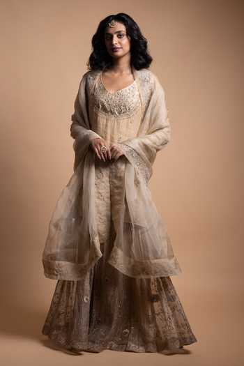 Rhua Gold Tissue Chanderi Kurta Set 