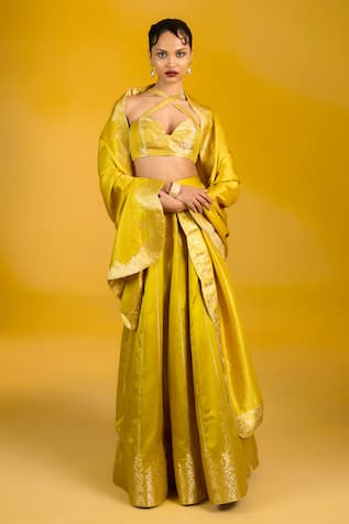 Ekaya Banaras Satin Kadhwa Lehenga Set 