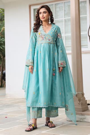 Label Niti Bothra Floral Embroidered Anarkali Kurta Set 