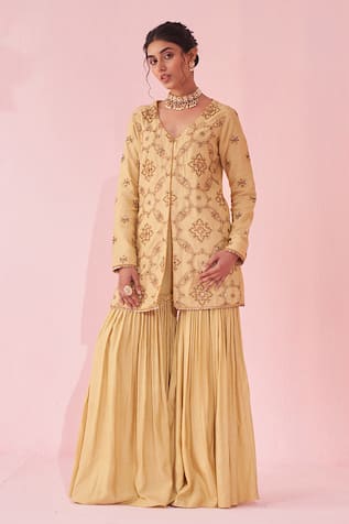 Studio Bagechaa Embroidered Yellow Sharara Set 