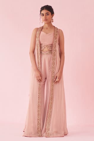 Studio Bagechaa Embroidered Blush Pink Sharara Set 