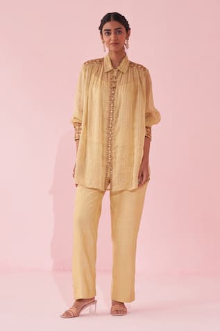 Studio Bagechaa Chic Yellow Shirt Pant Set 