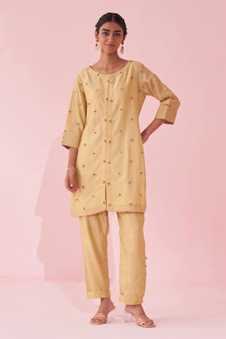 Studio Bagechaa Gulbadam Yellow Embroidered Kurta Set 