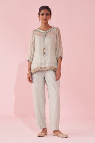 Studio Bagechaa Gajara Pale Blue Tunic Pant Set 