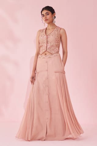 Studio Bagechaa Embroidered Blush Pink Lehenga Set 
