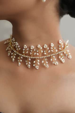 Floristaa by mahek Ocean Mist Pearl Choker Necklace 