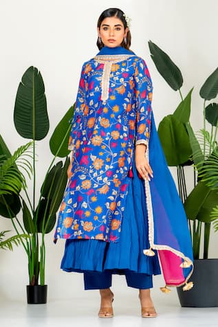 YUVRAANI JAIPUR Digital Printed Chanderi Kurta Set 